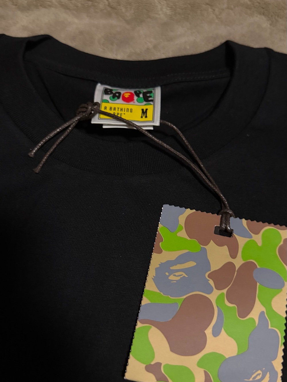 BAPE Men's Black Tee with Pink Camo Ape Graphic - Picture 3 of 3